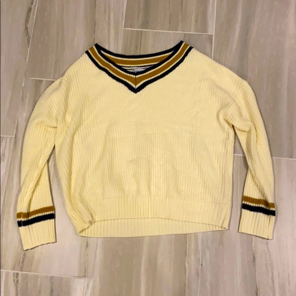 White Striped Varsity Sweater